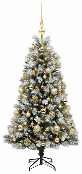 Mű zsanéros karácsonyfa gömbökkel 120 cm 150 LED Meleg fehér