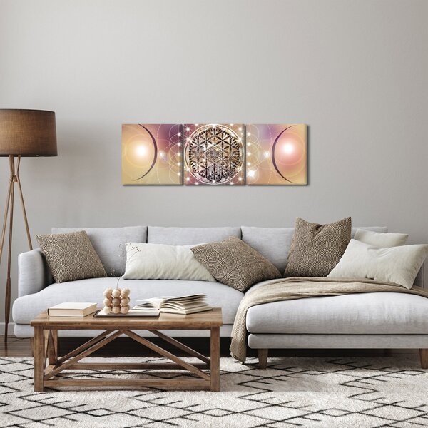 Kép - Mandala elemekkel (órával) (90x30 cm)