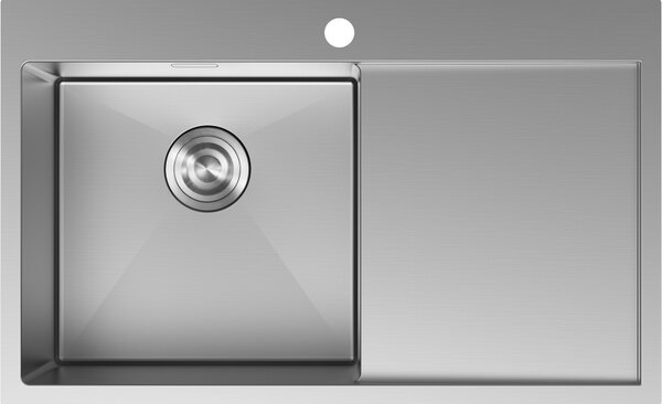 Mexen Exar rozsdamentes acél mosogatótálca 1 rekesszel, bal oldali csepegtető, 780 x 480 mm, inox - 6433781010L-01