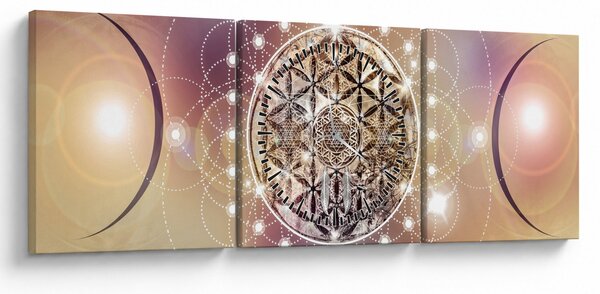 Kép - Mandala elemekkel (órával) (90x30 cm)