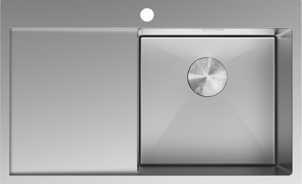 Mexen Exar rozsdamentes acél mosogató 1 medencével, csepegtetővel, jobb oldali, 780 x 480 mm, inox - 6434781010P-01