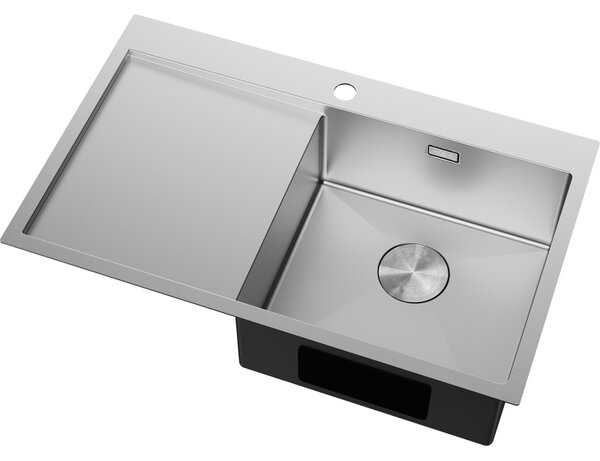 Mexen Exar rozsdamentes acél mosogató 1 medencével, csepegtetővel, jobb oldali, 780 x 480 mm, inox - 6434781010P-01