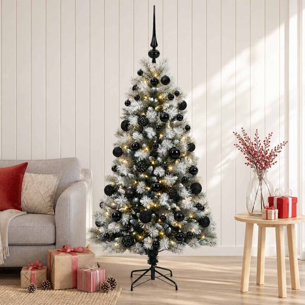 Mű zsanéros karácsonyfa gömbökkel 120 cm 150 LED Meleg fehér