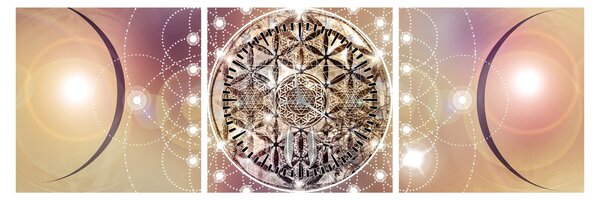 Kép - Mandala elemekkel (órával) (90x30 cm)