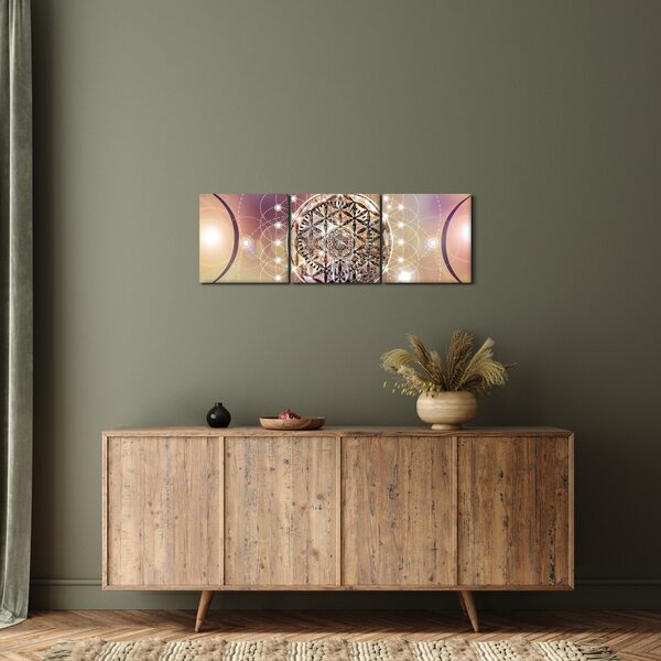 Kép - Mandala elemekkel (órával) (90x30 cm)