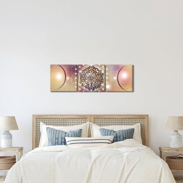 Kép - Mandala elemekkel (órával) (90x30 cm)