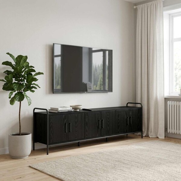 TV szekrény 146 x 33 x 50 cm Fekete Tölgy Szerelt Fa