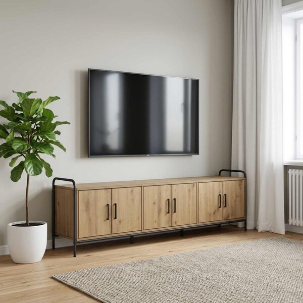 TV szekrény 146 x 33 x 50 cm Kézműves Tölgy Szerelt Fa