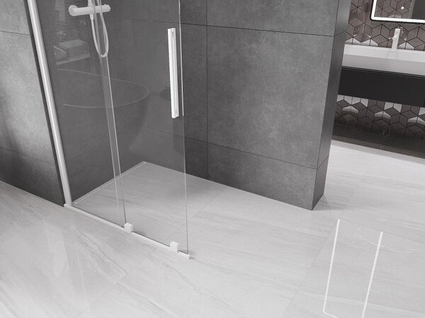 Mexen Velar eltolható Walk-in zuhanyfal 120 x 200 cm, átlátszó 8 mm, fehér - 871-120-000-03-20