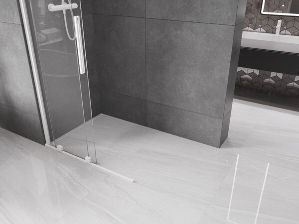 Mexen Velar eltolható Walk-in zuhanyfal 120 x 200 cm, átlátszó 8 mm, fehér - 871-120-000-03-20