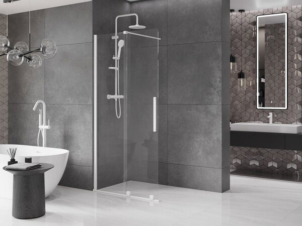 Mexen Velar eltolható Walk-in zuhanyfal 120 x 200 cm, átlátszó 8 mm, fehér - 871-120-000-03-20
