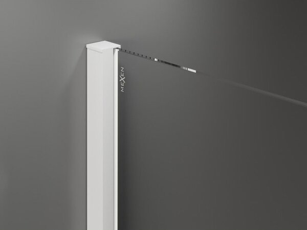 Mexen Velar eltolható Walk-in zuhanyfal 120 x 200 cm, átlátszó 8 mm, fehér - 871-120-000-03-20
