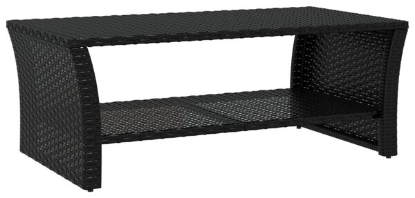 Fekete polyrattan dohányzóasztal 100 x 50 x 40 cm
