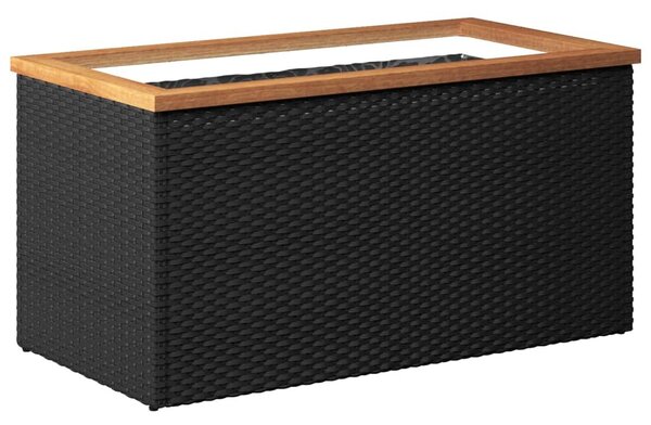Fekete polyrattan ültetőláda 80 x 40 x 40 cm