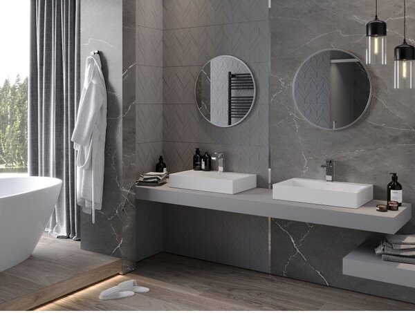 Mexen Loft kerek fürdőszobai tükör 60 cm, inox keret - 9850-060-060-000-10