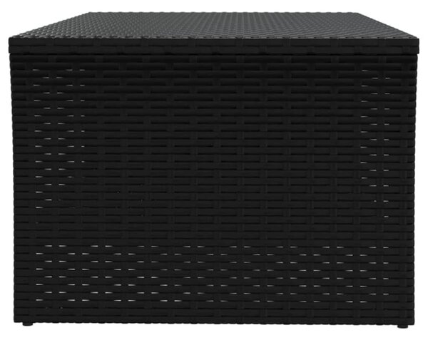 Fekete polyrattan dohányzóasztal 100 x 50 x 40 cm
