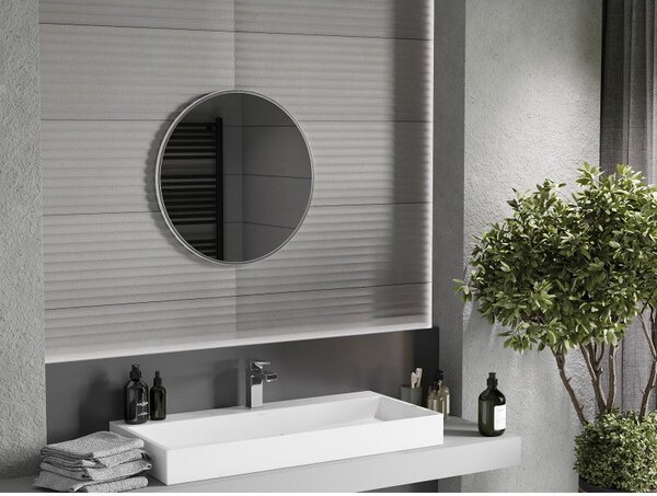 Mexen Loft kerek fürdőszobai tükör 60 cm, inox keret - 9850-060-060-000-10