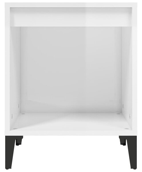 2 db magasfényű fehér éjjeliszekrény 40x35x50 cm