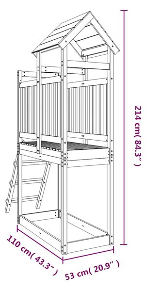 Tömör duglászfenyő kültéri játszószett 53 x 110 x 214 cm