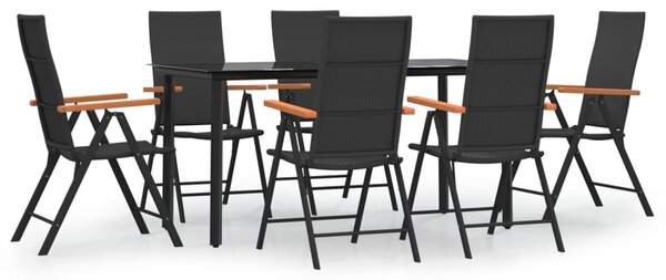 7 részes fekete-barna polyrattan kerti étkezőgarnitúra