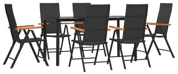 7 részes fekete-barna polyrattan kerti étkezőgarnitúra
