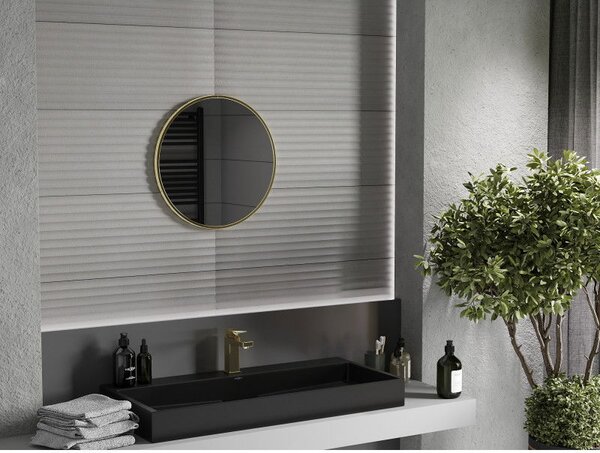 Mexen Loft fürdőszobai tükör kerek 30 cm, arany keret - 9850-030-030-000-50