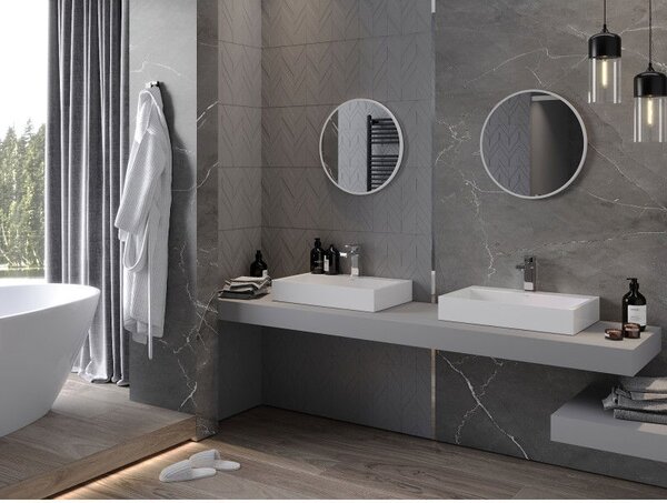 Mexen Loft, kerek fürdőszobai tükör 50 cm, keret színe fehér, 9850-050-050-000-20