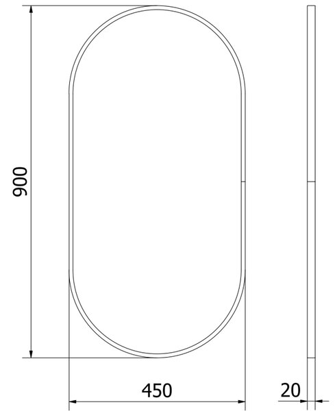 Mexen Loft ovális fürdőszobai tükör 90 x 45 cm, arany keret - 9851-090-045-000-50