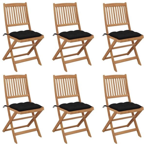 VidaXL 6 db összecsukható tömör akácfa kerti szék párnákkal