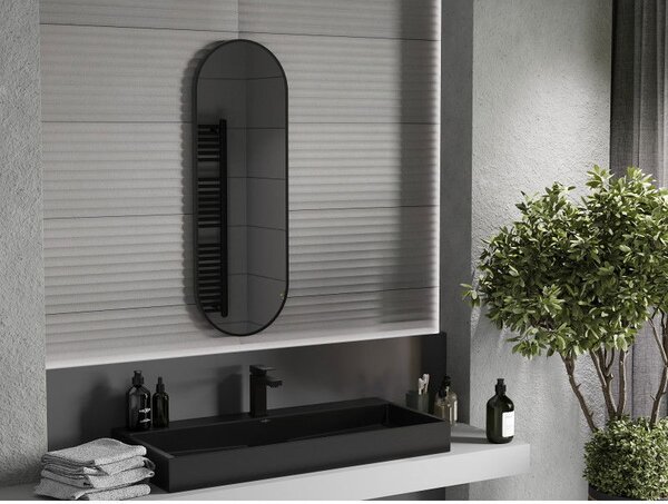 Mexen Loft ovális fürdőszobai tükör 100 x 35 cm, fekete keret - 9851-100-035-000-70