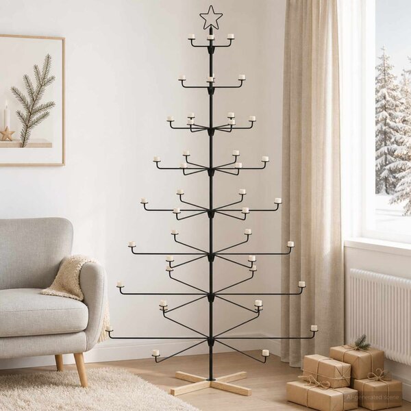 Fém karácsonyfa tartóval KUOPIO 210 cm Acél Fekete