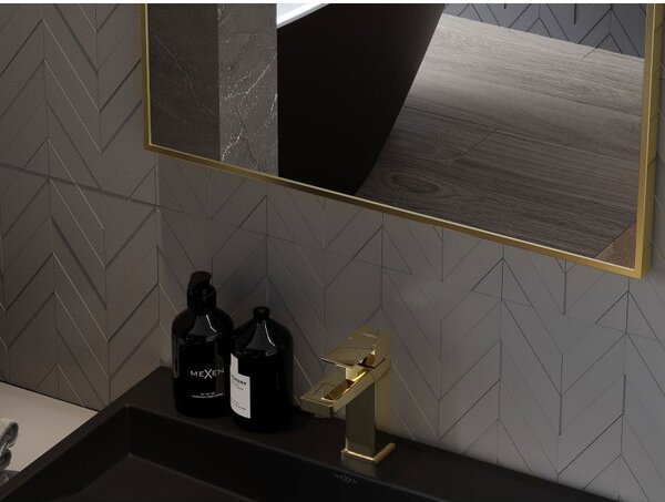 Mexen Loft téglalap alakú fürdőszobai tükör 60 x 40 cm, arany keret - 9852-060-040-000-50