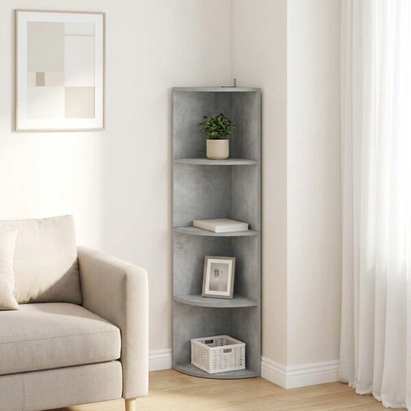 Sarokpolc 4 szintes 31,5 x 31 x 130 cm Szerelt Fa Betonszürke
