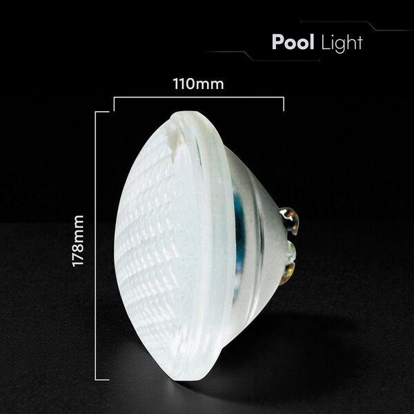 V-TAC 12W LED PAR56 medencevilágítás, IP68, hideg fehér - SKU 217559