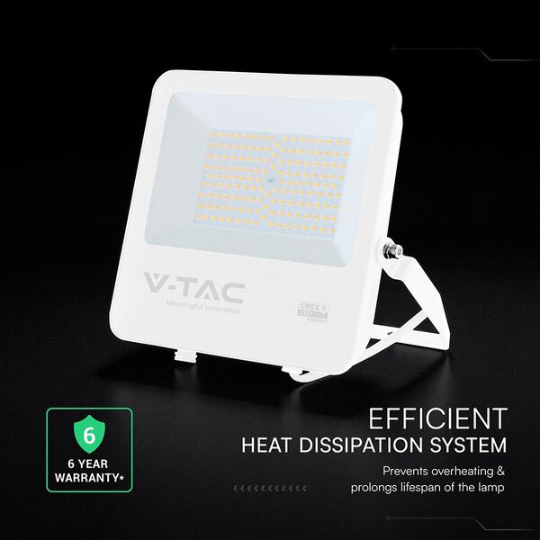 V-TAC CREE SMD D-széria LED reflektor 100W természetes fehér 115 Lm/W, fehér ház - SKU 242106
