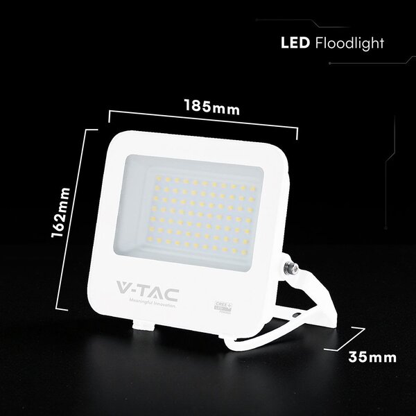 V-TAC CREE SMD D-széria LED reflektor 50W természetes fehér 115 Lm/W, fehér ház - SKU 242086