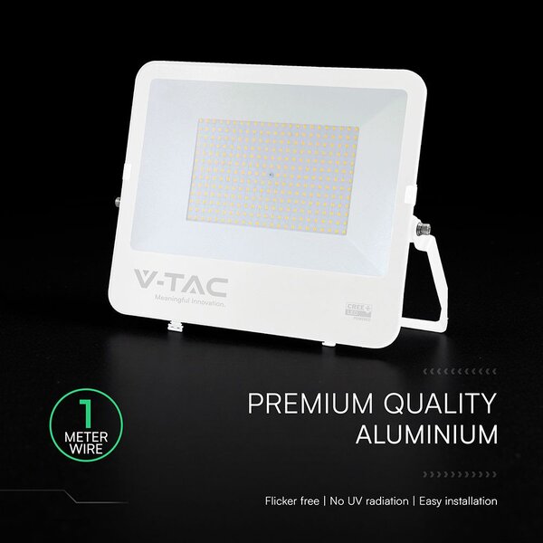 V-TAC CREE SMD D-széria LED reflektor 200W természetes fehér 115 Lm/W, fehér ház - SKU 242126