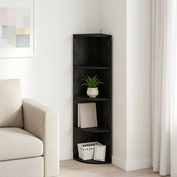 Sarokpolc 4 szintes 31,5 x 31 x 130 cm Szerelt Fa Fekete Tölgy