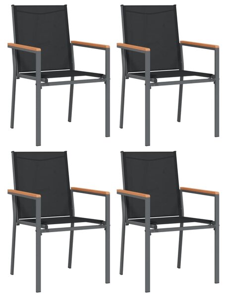 4 db fekete textilén és acél kerti szék 55x61,5x90 cm