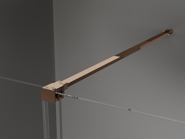 Mexen Velar, zuhany paraván tolóajtóval Walk-in 85 x 200 cm, 8 mm-es matt üveg, rózsaszín arany, 871-085-000-33-60