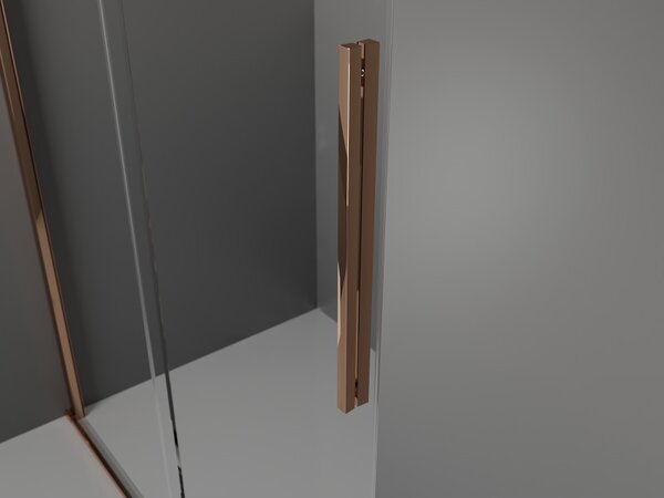 Mexen Velar, zuhany paraván tolóajtóval Walk-in 85 x 200 cm, 8 mm-es matt üveg, rózsaszín arany, 871-085-000-33-60