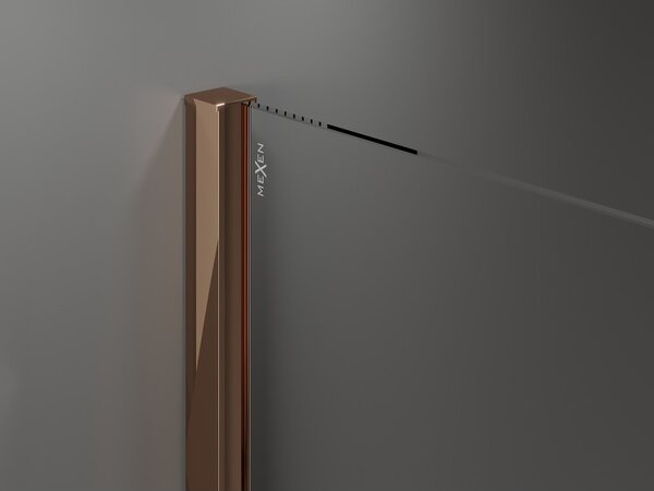 Mexen Velar, zuhany paraván tolóajtóval Walk-in 85 x 200 cm, 8 mm-es matt üveg, rózsaszín arany, 871-085-000-33-60