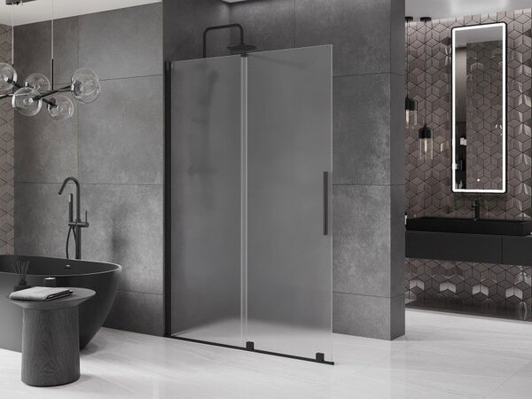 Mexen Velar toló zuhanyfal Walk-in 140 x 200 cm, matt 8 mm, fekete - 871-140-000-33-70