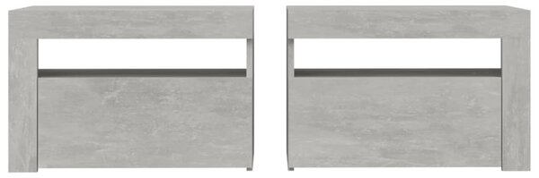 2 db betonszürke éjjeliszekrény LED-del 60 x 35 x 40 cm