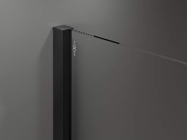 Mexen Velar, zuhany paraván tolóajtóval Walk-in 70 x 200 cm, 8mm szürke üveg, fekete matt, 871-070-000-43-70