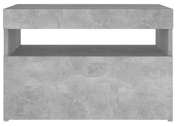 Betonszürke éjjeliszekrény LED-lámpákkal 60 x 35 x 40 cm