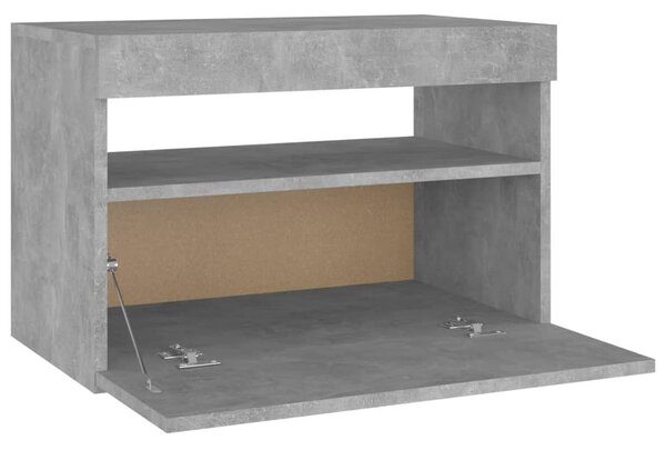 2 db betonszürke éjjeliszekrény LED-lámpákkal 60 x 35 x 40 cm