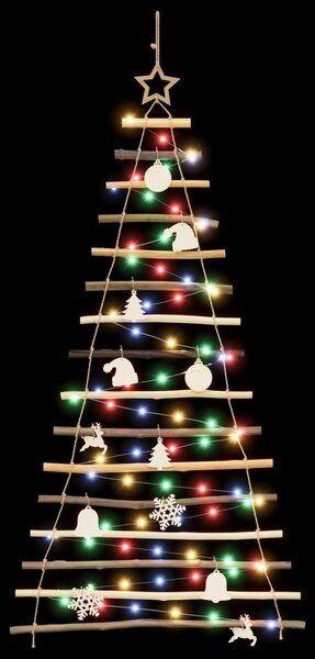 Akasztható karácsonyfa 150 cm 80 LED Többszínű Tömör Kőrisfa