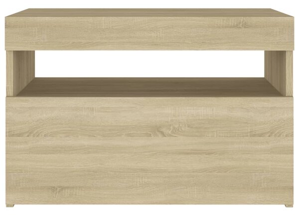 2 db sonoma tölgyszínű éjjeliszekrény LED-lámpákkal 60x35x40 cm
