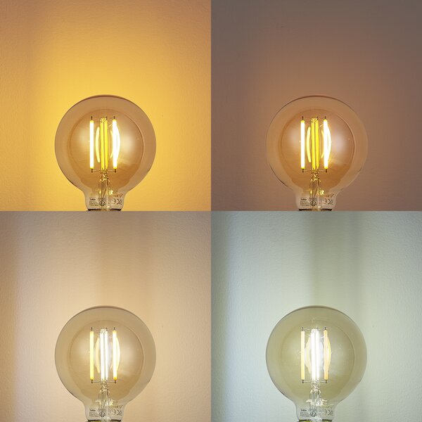 5 darabos készlet Smart E27 dimmelhető LED izzók G95 arany 7W 806 lm 1800-6500K